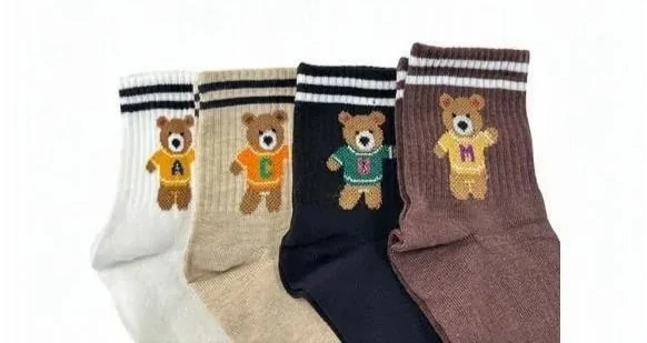 Tedy Ayıcık Desenli Kolej Çorap 12'li Paket