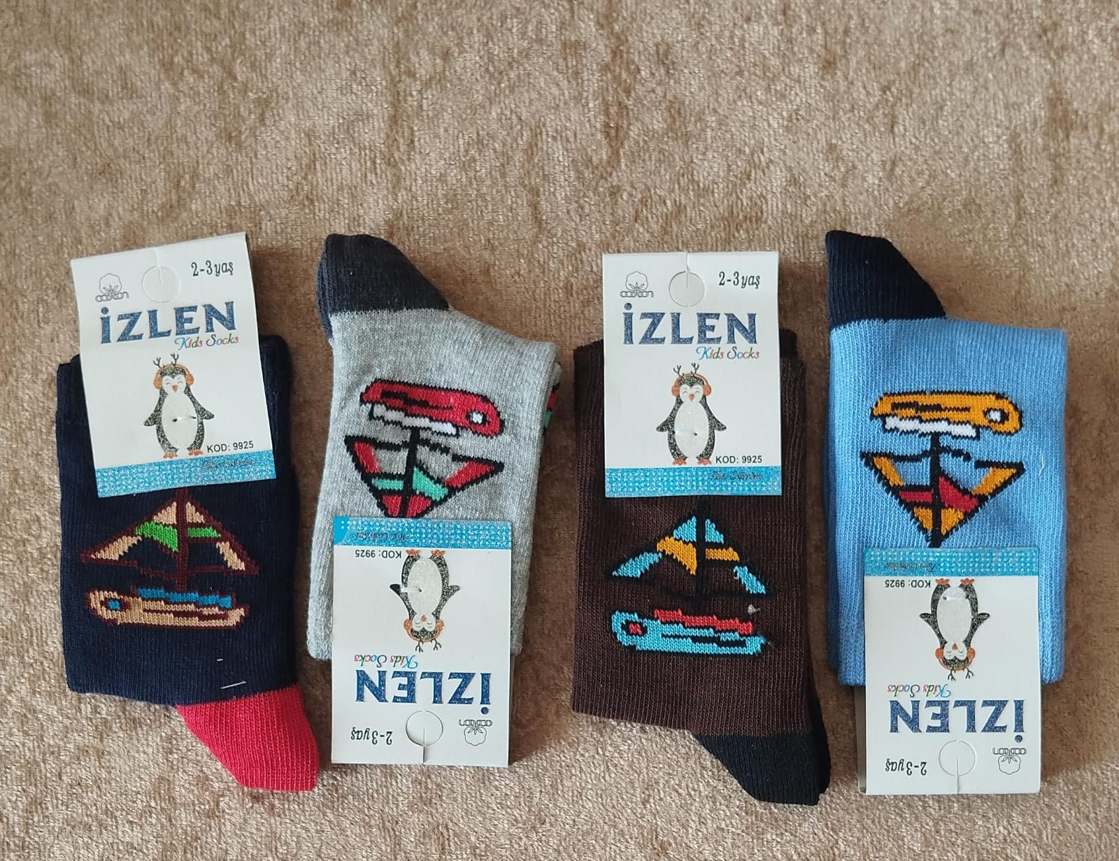 2-3 Yaş Erkek Çocuk Mevsimlik Uzun Çorap 12'Li Paket