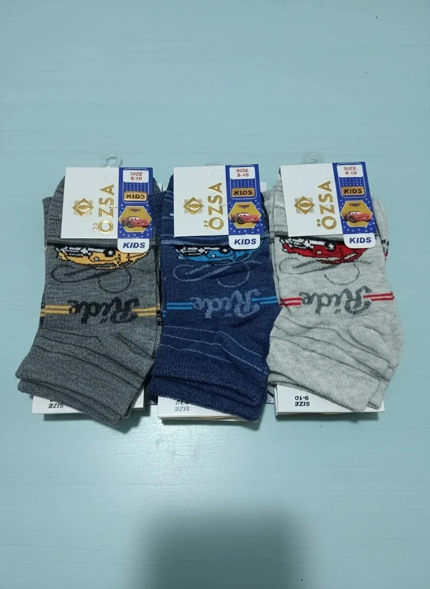 12 Çift 9-10 Yaş Erkek Çocuk Patik Çorap