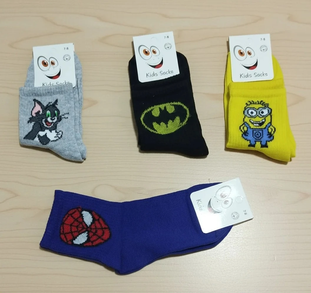 11-12 Yaş Erkek Çocuk Karakter Desenli Kolej Çorap 12'Li Paket
