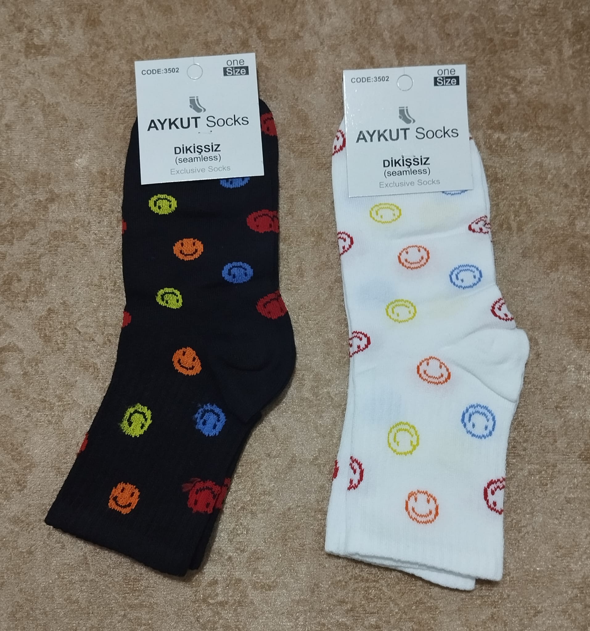 Gülücük-Smile :) Desenli Unısex Dikişsiz Kolej Çorap 12'Li Paket