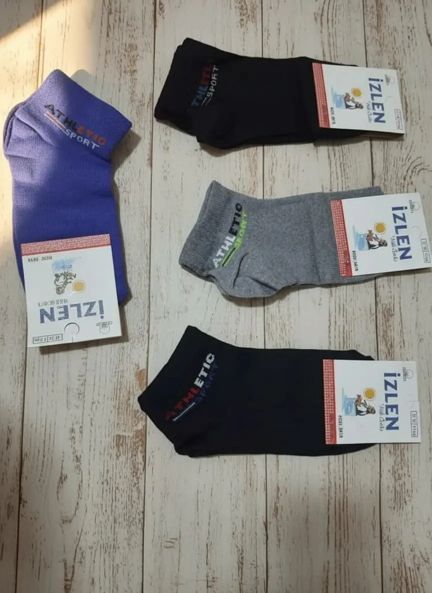 9-10 Yaş Erkek Çocuk Patik Çorap 12'Li Paket