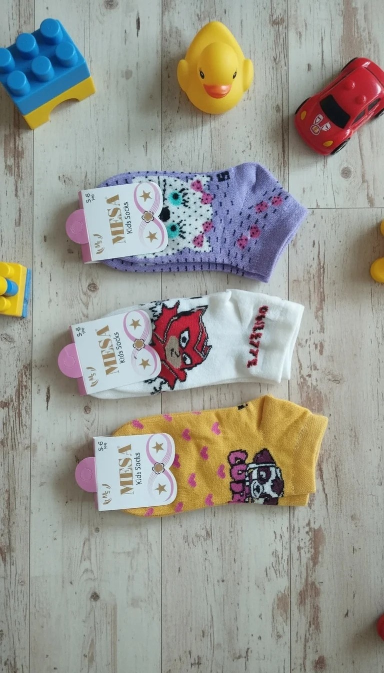 5-6 Yaş Kız Çocuk Mevsimlik Patik Çorap 12'li Paket