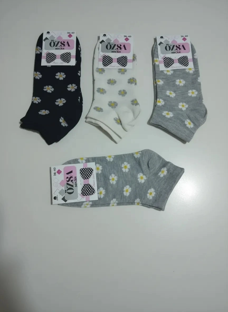 Bayan Karışık Penye Mevsimlik Patik Çorap 12'li Paket