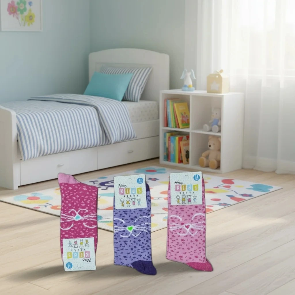 11-1 Yaş Kız Çocuk Mevsimlik Uzun Çorap 12'li Paket