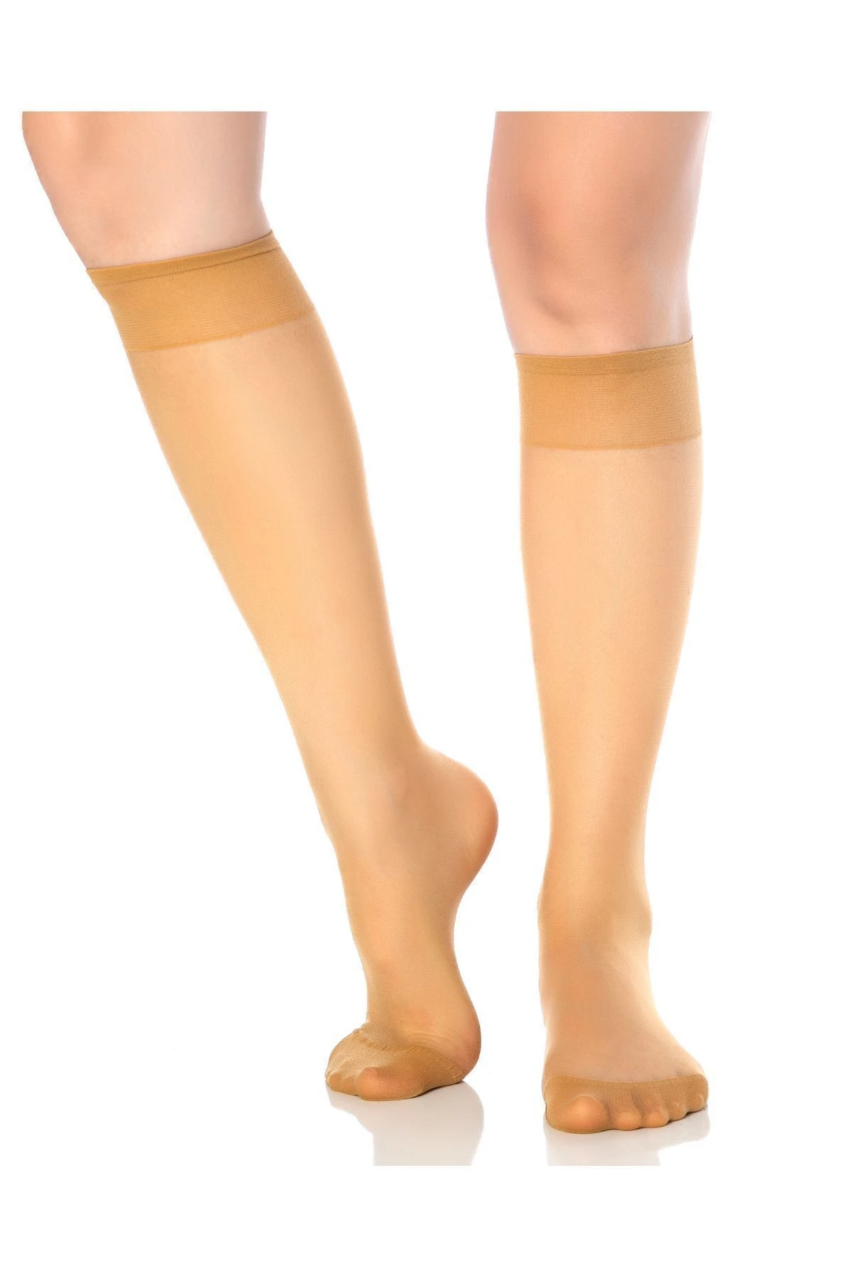 2’Li Fit 15 (Ten) Parlak Dizaltı Kadın Çorabı