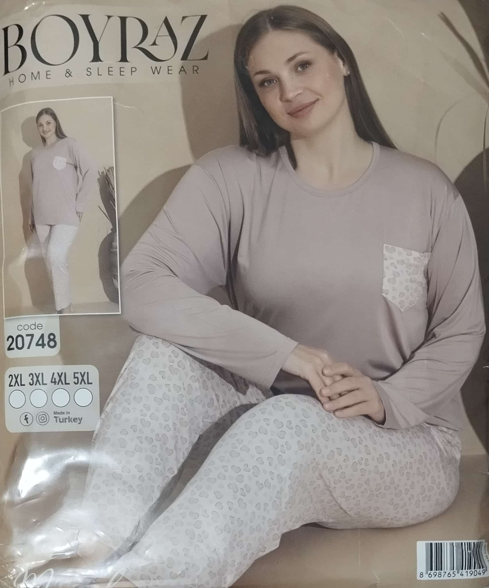 5XL Battal Beden Milan Kumaş Pijama Takımı