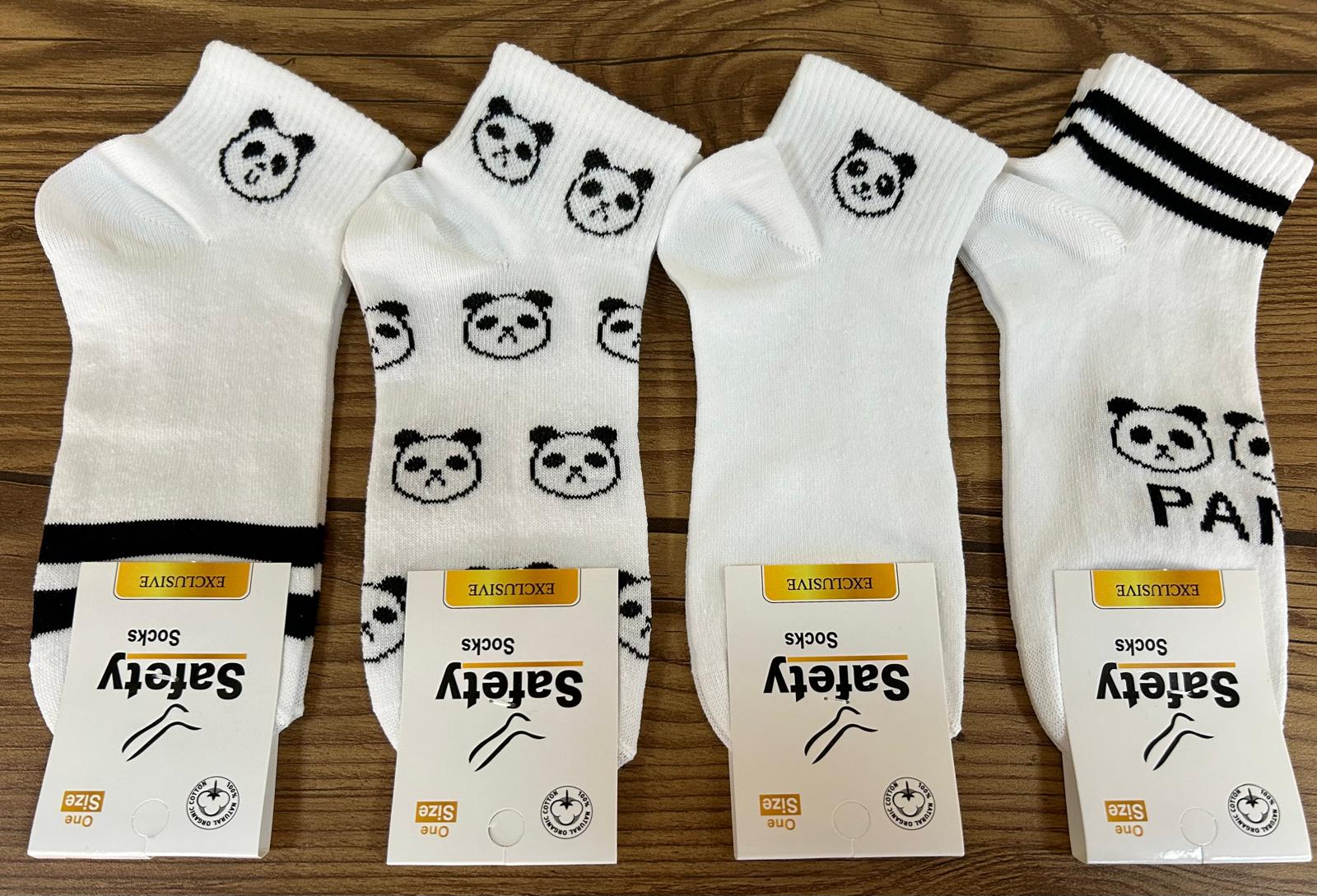 Bayan 4'Lü Panda Desenli Bilek Boy Çorap