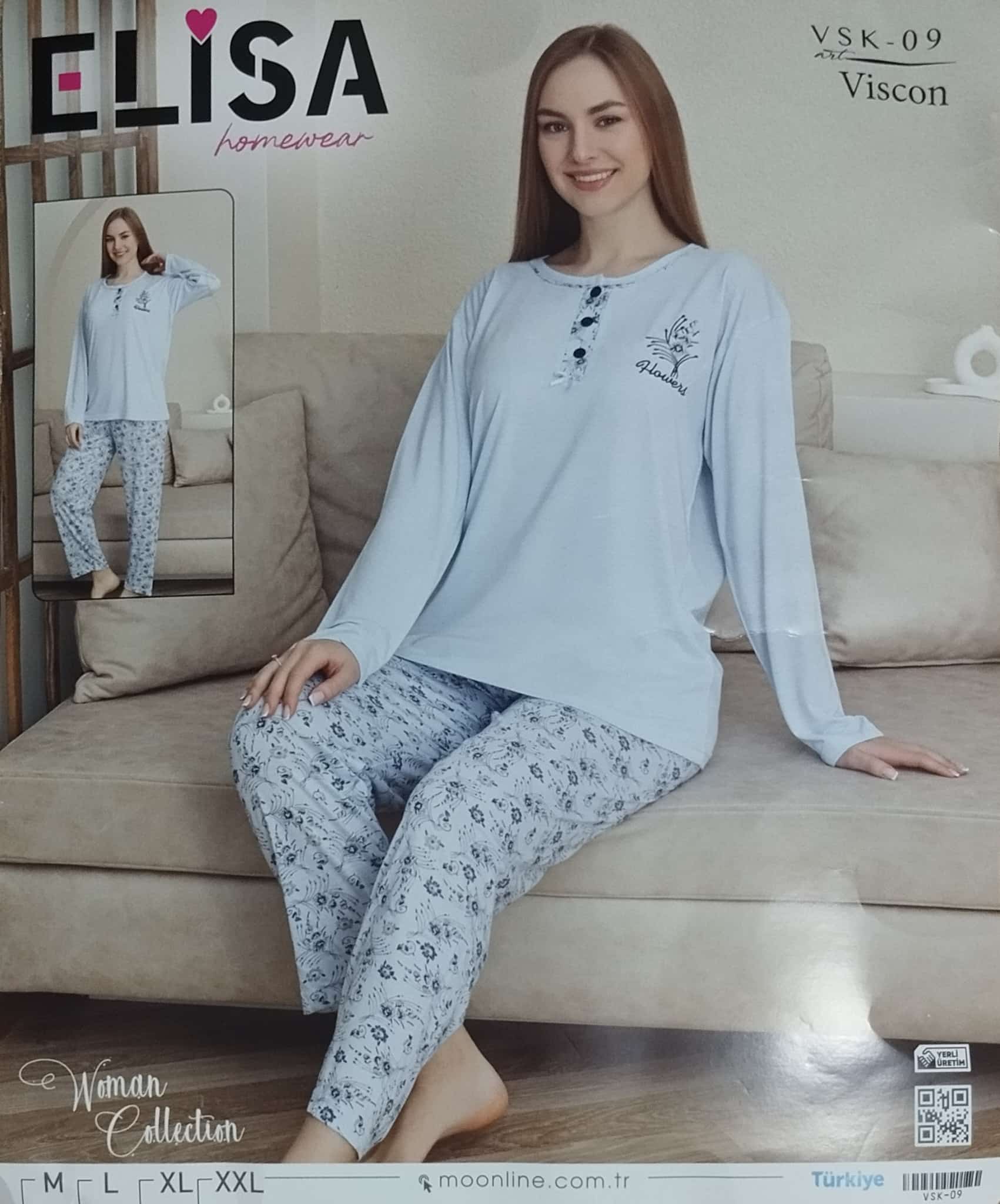 XL Beden Viskon Kumaş Pijama Takımı