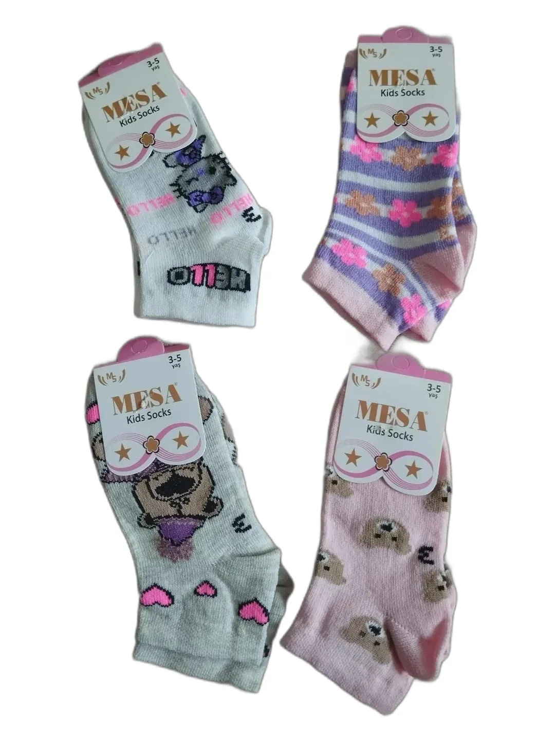 3-5 Yaş Kız Çocuk Mevsimlik Patik Çorap 12'li Paket