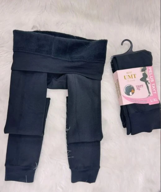 Termal Peluş Siyah Bayan Kışlık Tayt 1 Adet