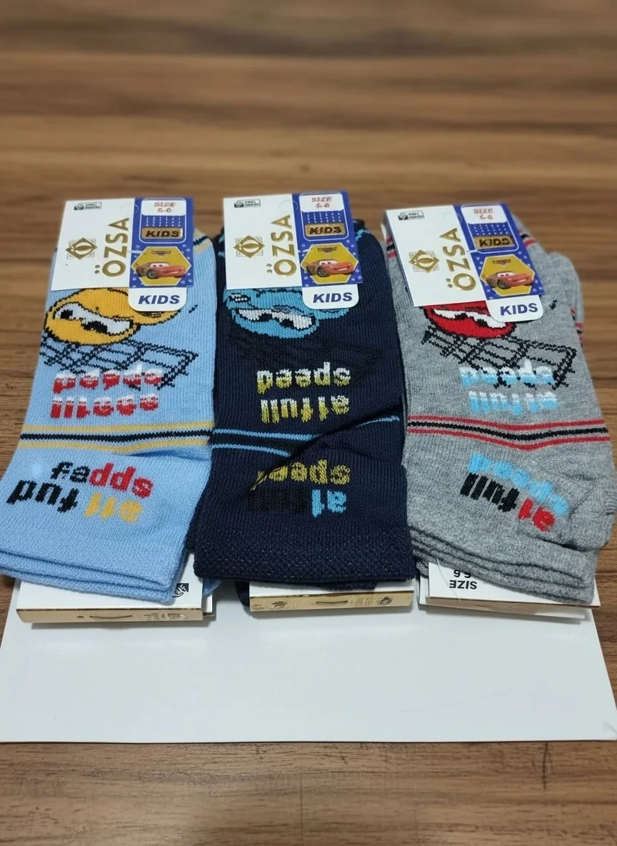 12 Çift 5-6 Yaş Erkek Çocuk Patik Çorap