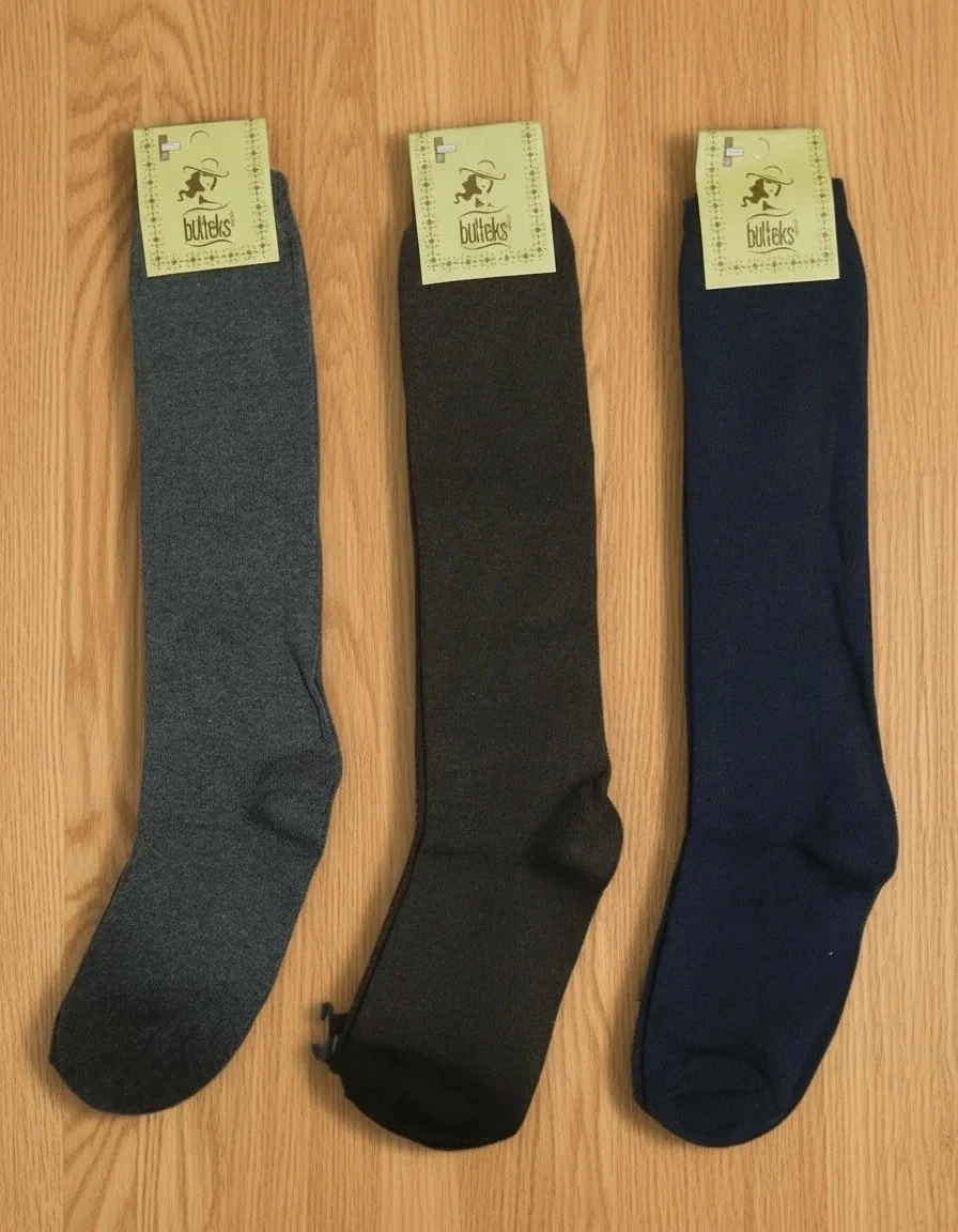 Diz Üstü Anne Çorabı Mevsimlik Karışık Düz Renkler 12'Li Paket