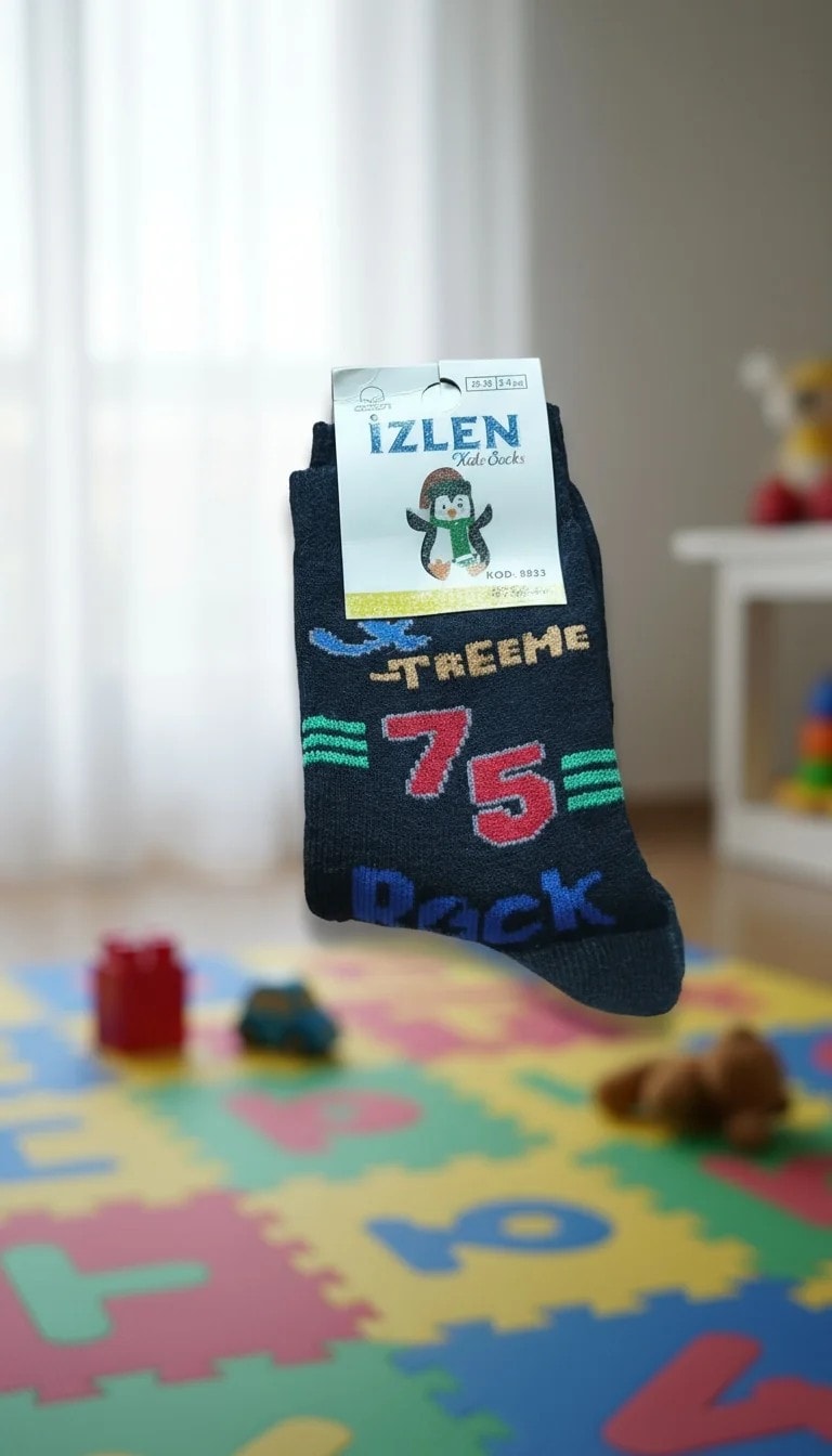 5-6 Yaş Erkek Çocuk Kışlık Uzun Havlu Çorap 12'Li Paket