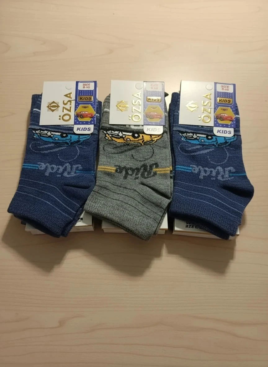 12 Çift 9-10 Yaş Erkek Çocuk Patik Çorap