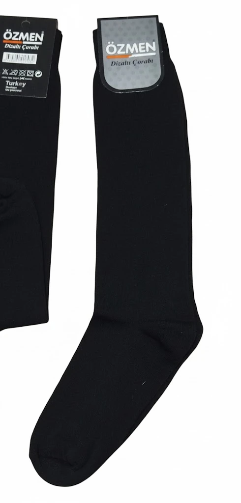 Diz Üstü Anne Çorabı Mevsimlik Düz Siyah Renk 12'Li Paket