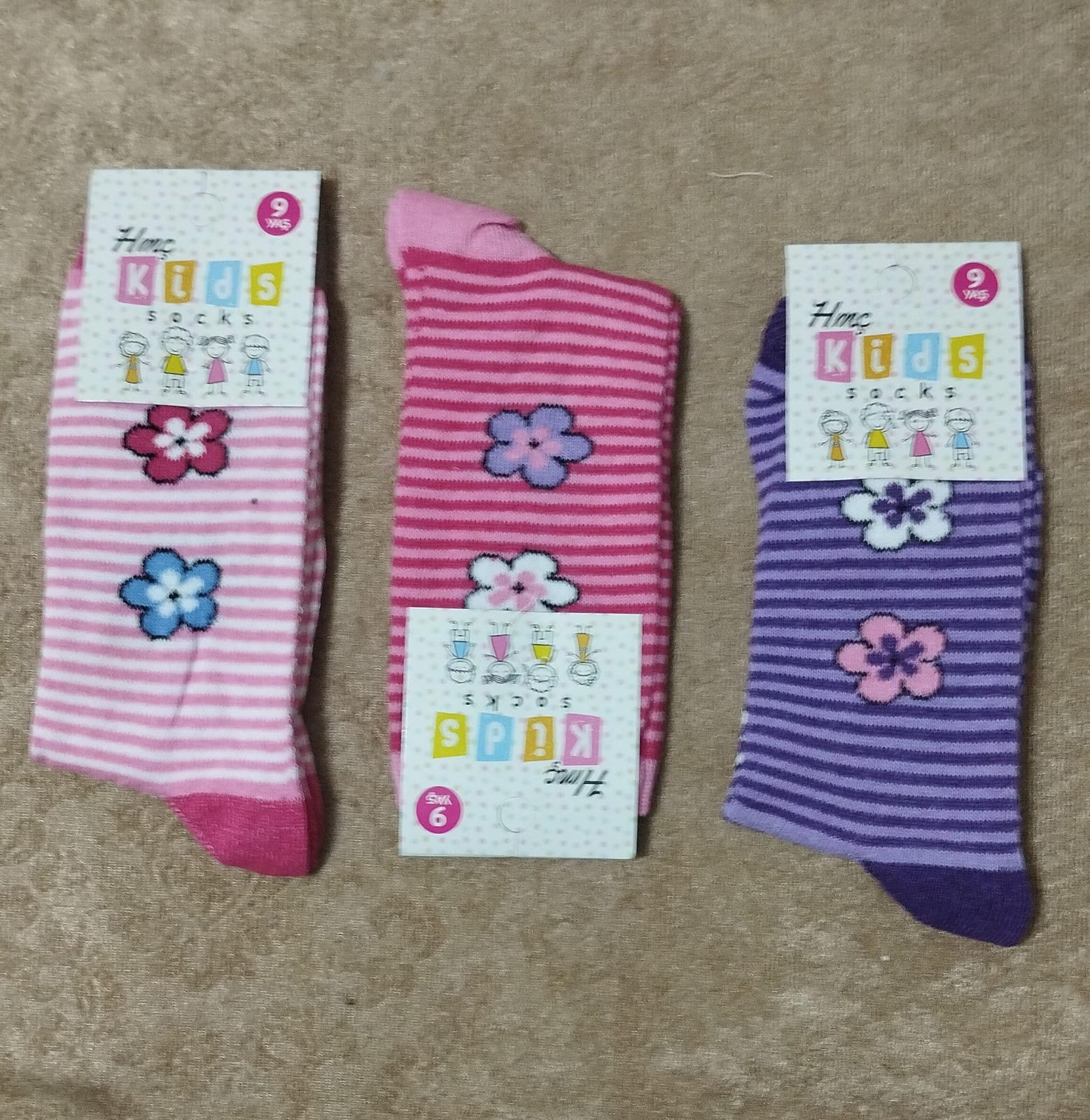 9-10 Yaş Kız Çocuk Mevsimlik Uzun Çorap 12'li Paket