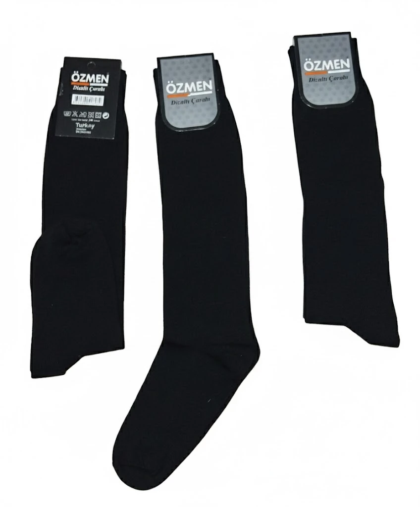Diz Üstü Anne Çorabı Mevsimlik Düz Siyah Renk 12'Li Paket