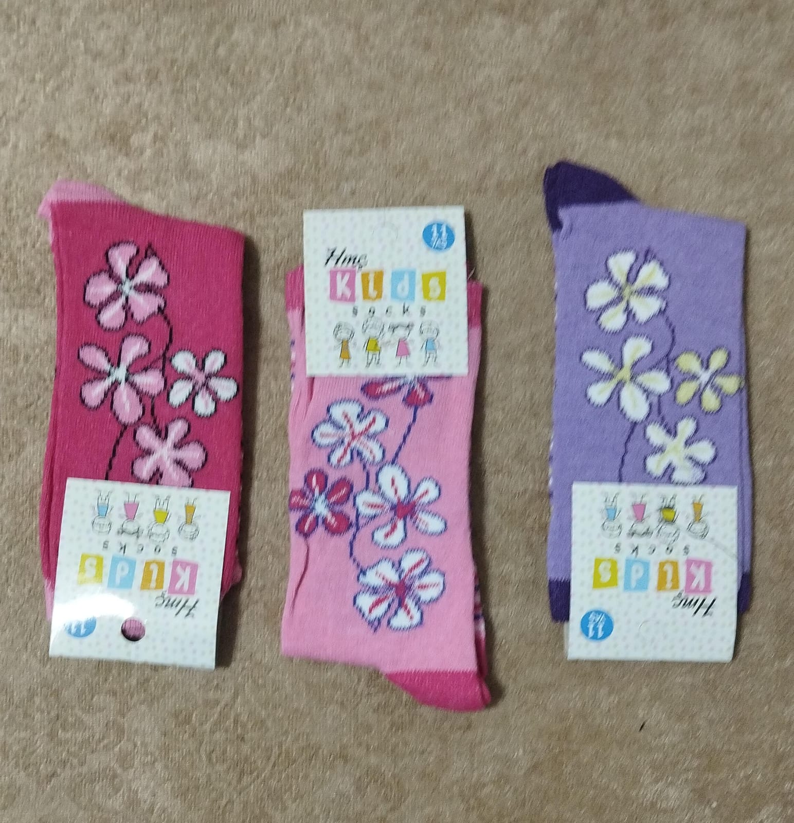 11-12 Yaş Kız Çocuk Mevsimlik Uzun Çorap 12'li Paket