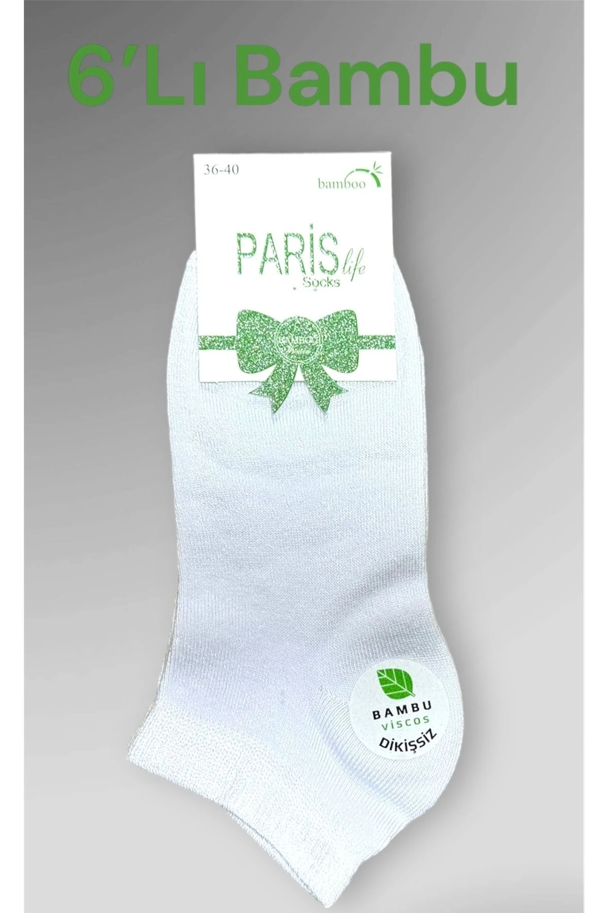 6’lı Beyaz Bambu Kadın Patik Dikişsiz Çorap