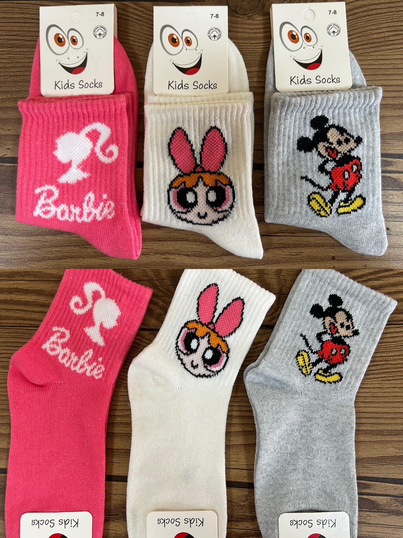 5-6 Yaş Kız Çocuk Karakter Desenli Kolej Çorap 12'Li Paket