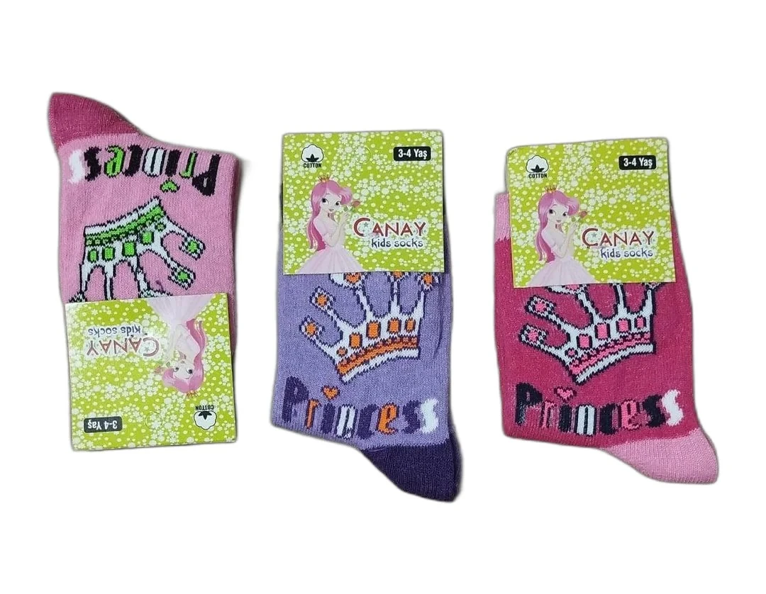 3-4 Yaş Kız Çocuk Mevsimlik Uzun Çorap 12'li Paket