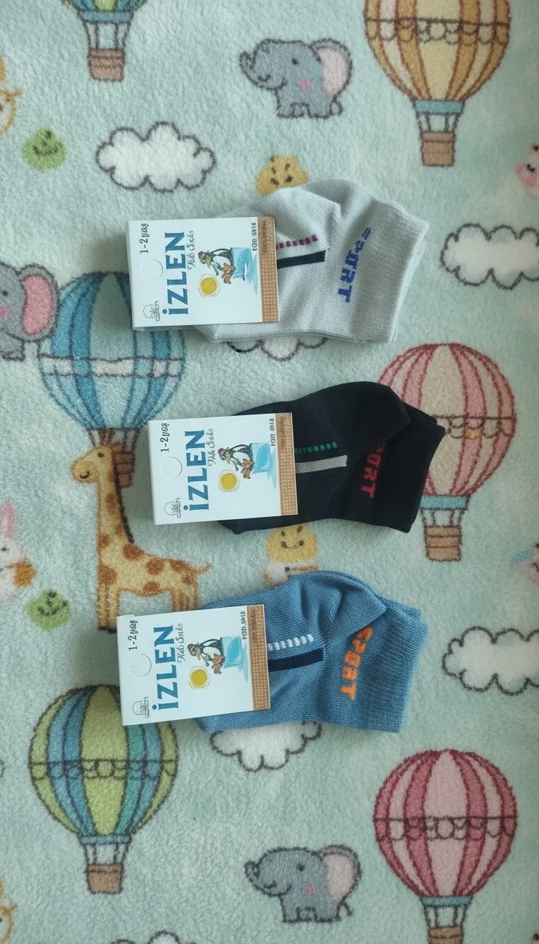 1-2 Yaş Erkek Çocuk Mevsimlik Patik Çorap 12'li Paket