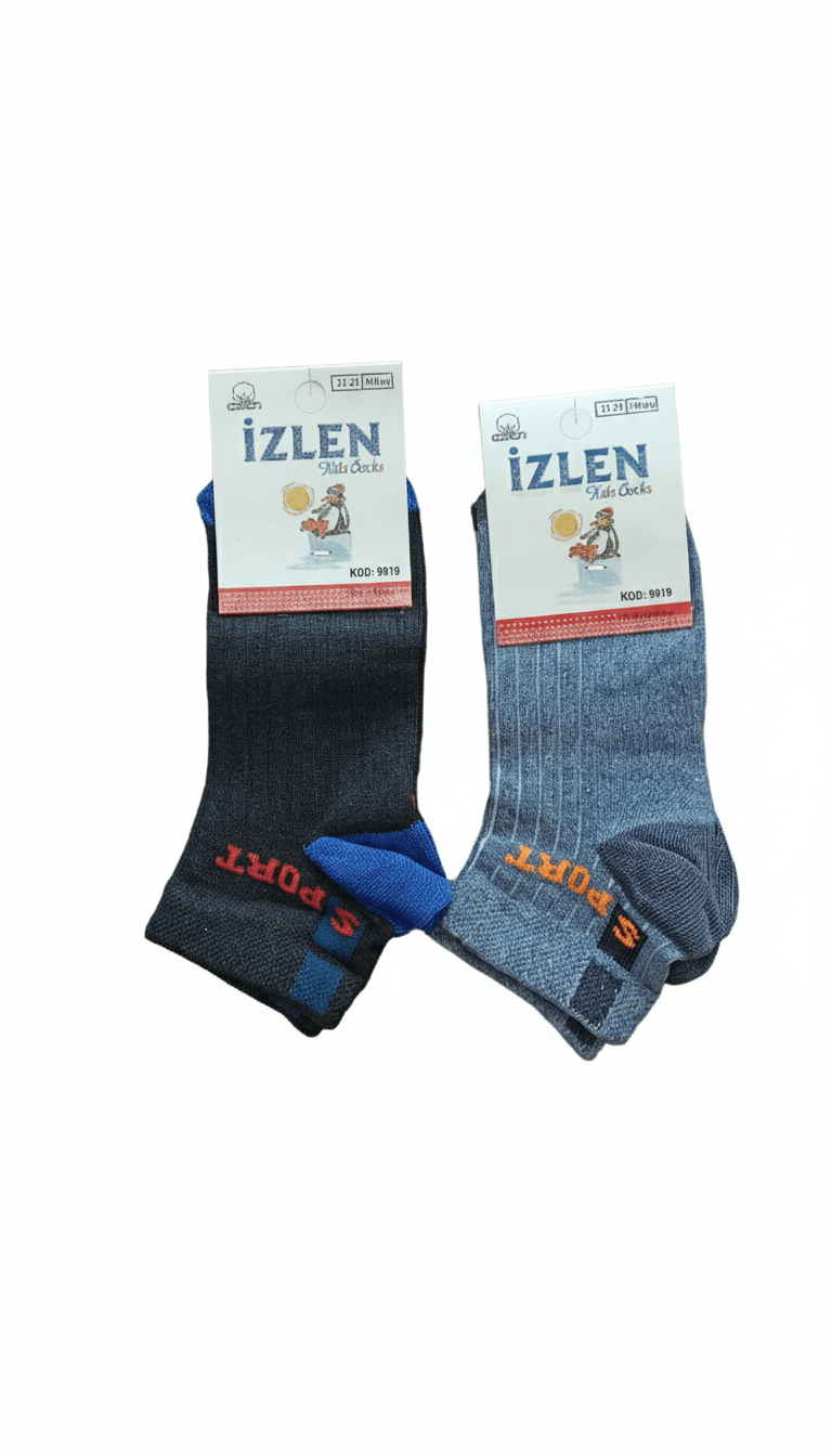 12 Çift 9-10 Yaş Erkek Çocuk Patik Çorap