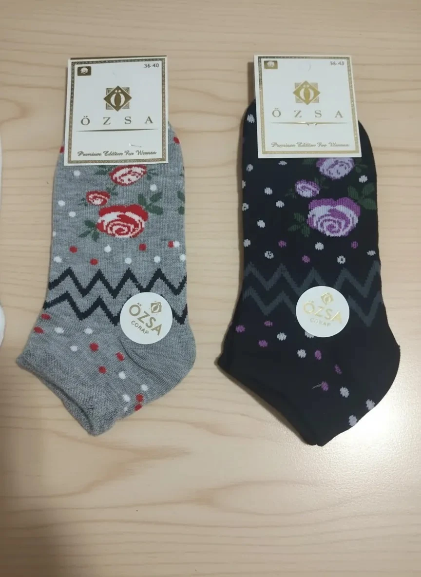 Bayan Karışık Penye Mevsimlik Patik Çorap 12'li Paket