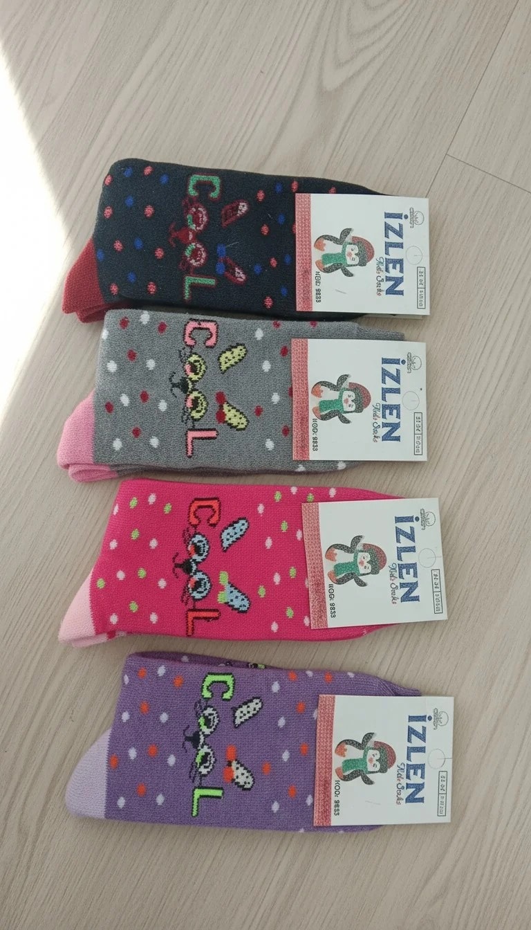 9-10 Yaş Kız Çocuk Kışlık Havlu Uzun Çorap 12 Çift Paket