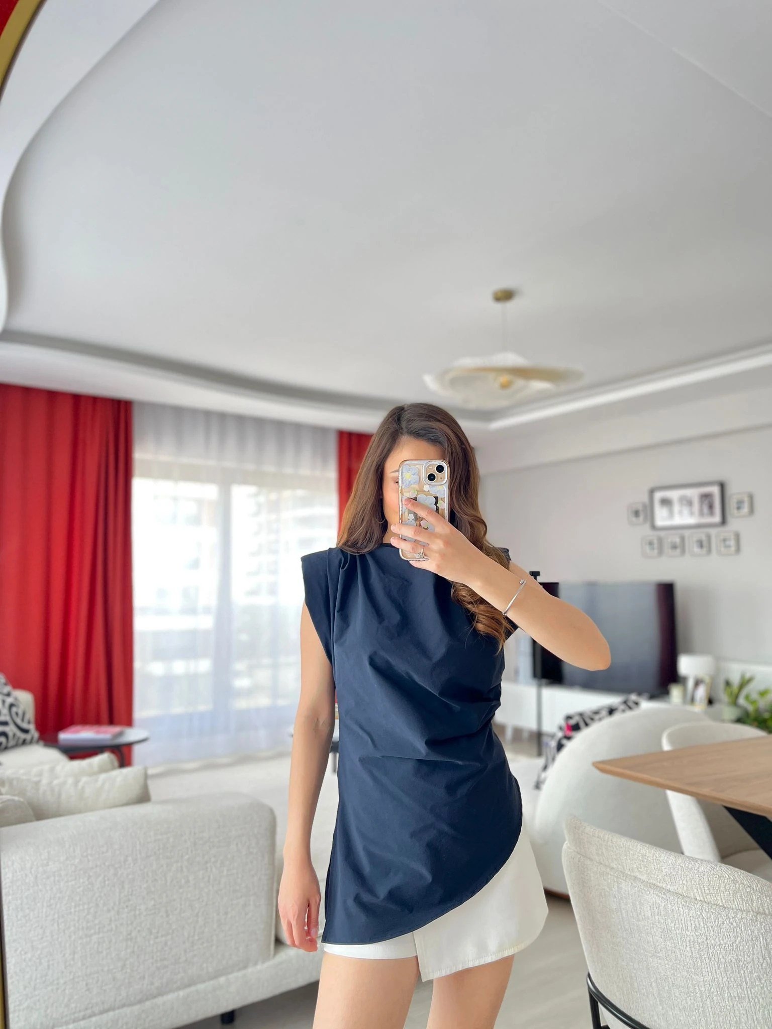 Vatkalı Drape Detaylı Bluz 