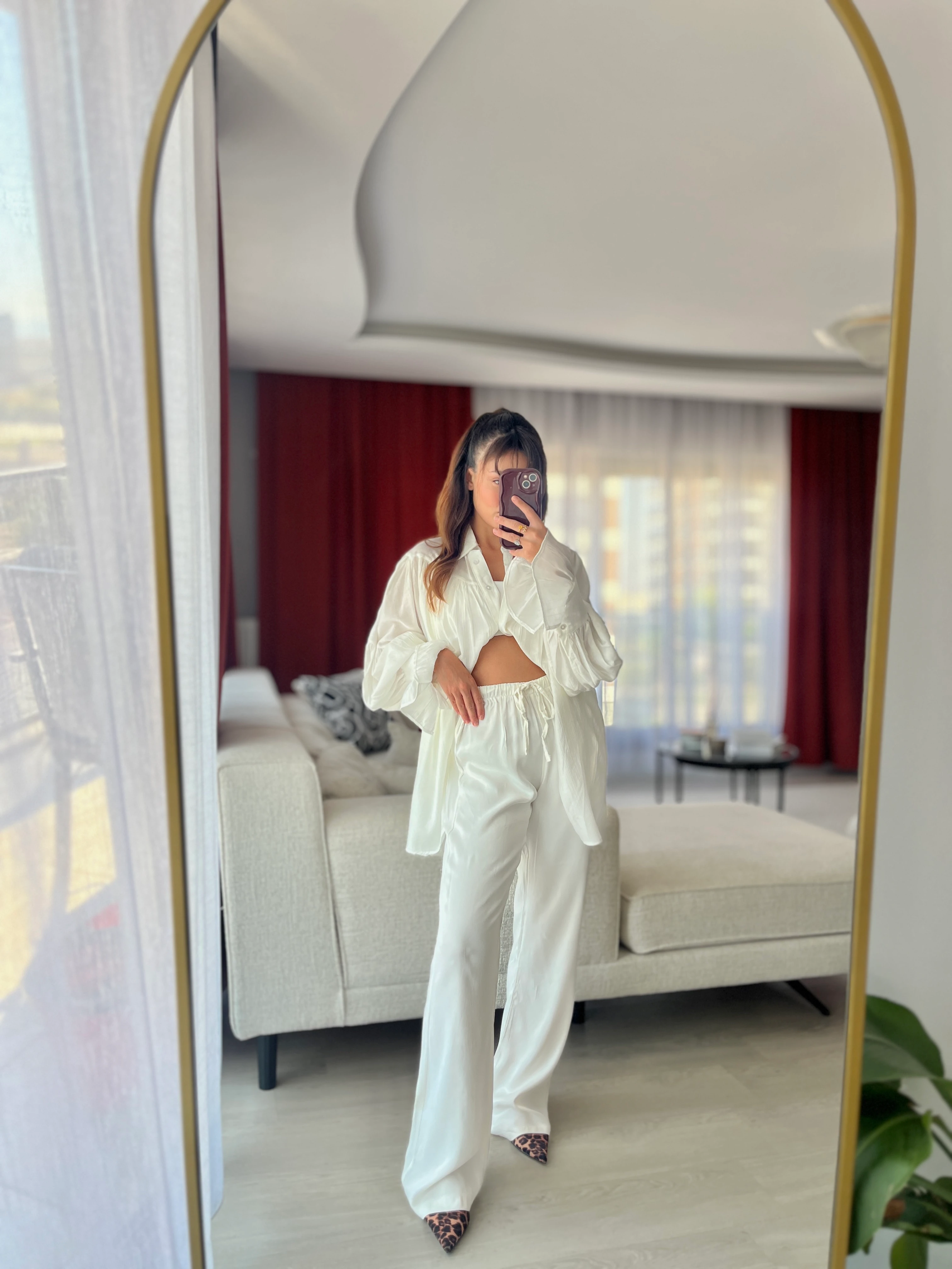 Beyaz Saten Pantolon