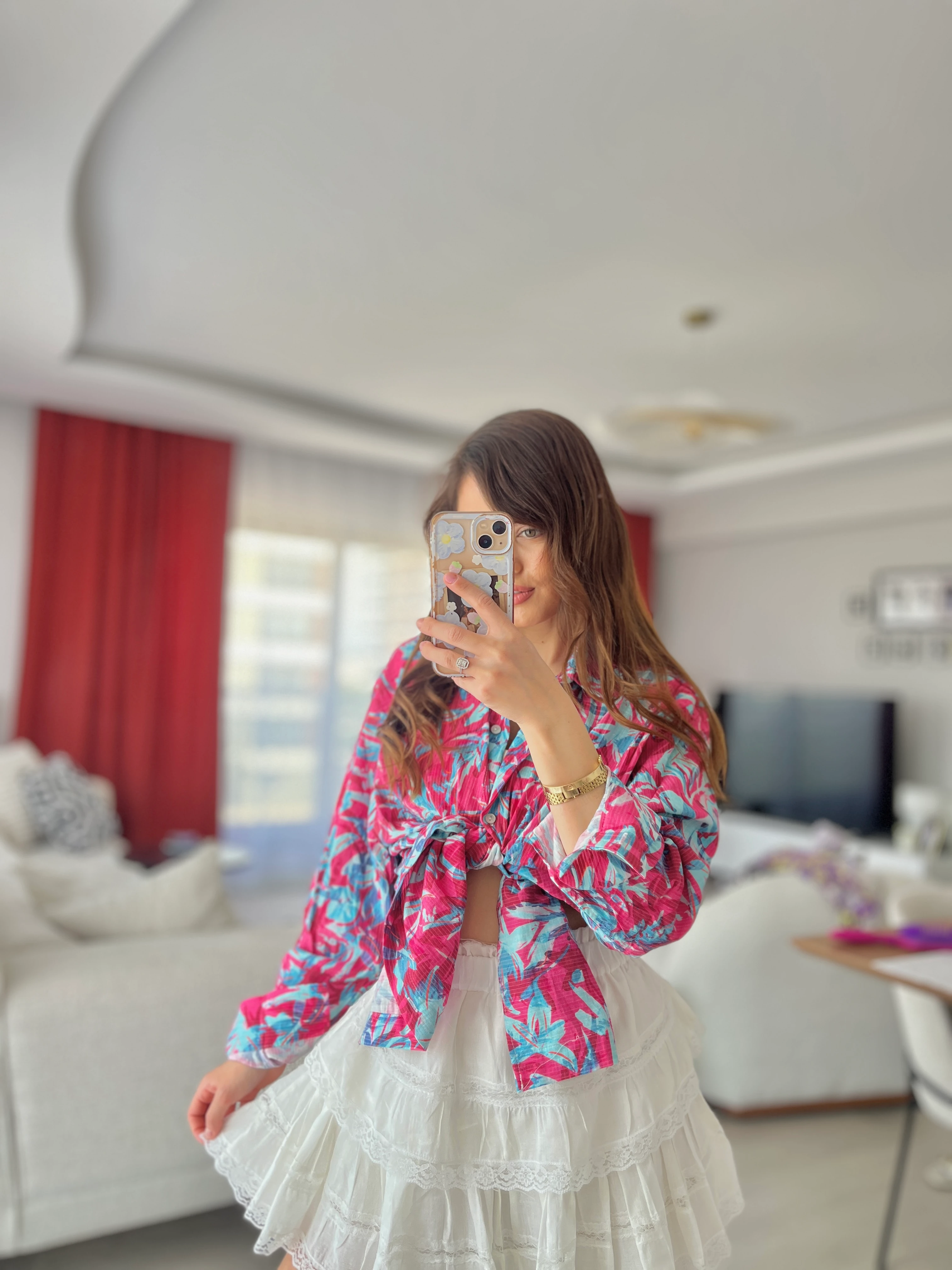 Pembe Desenli Gömlek