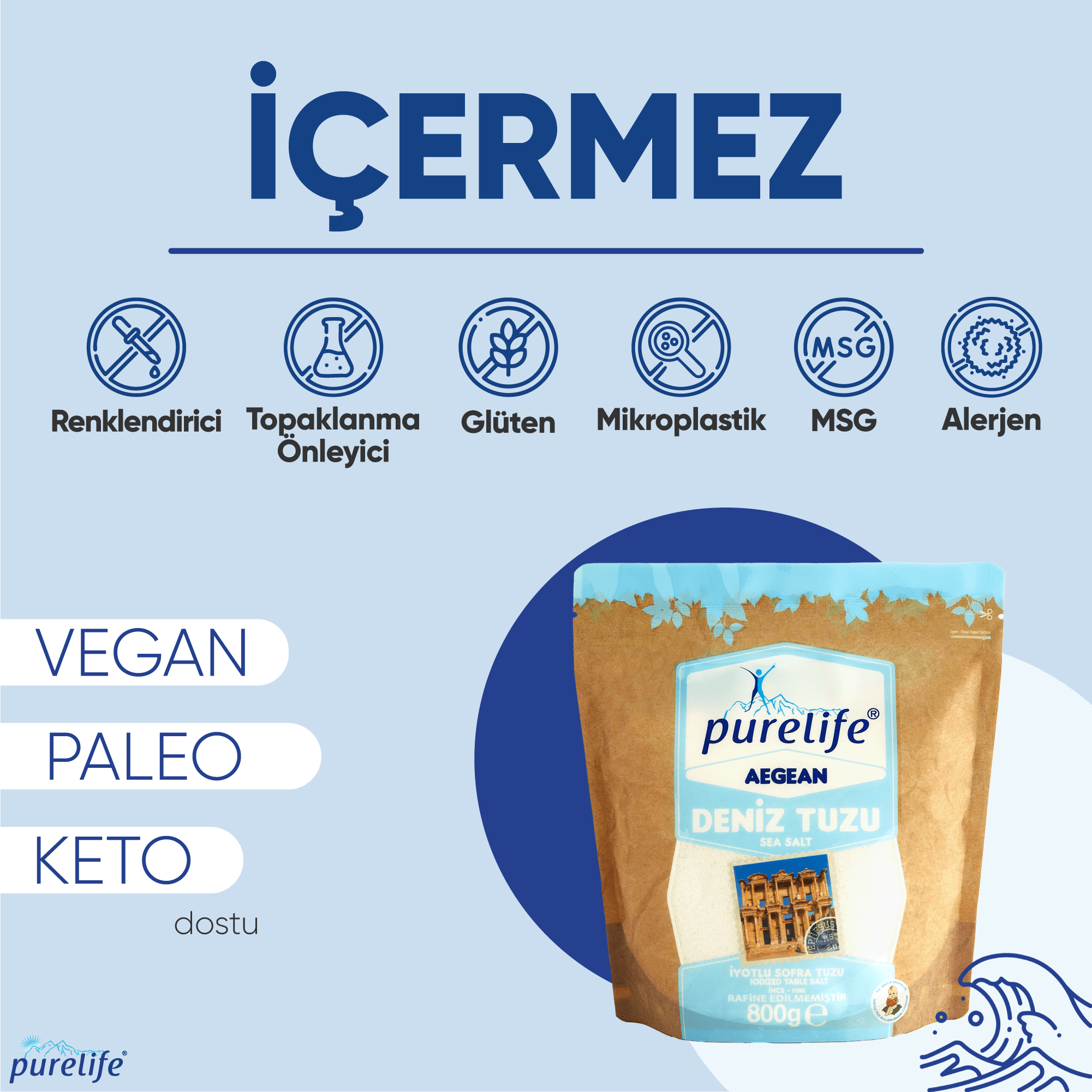 Aegean Deniz Tuzu İyotlu İnce 800g