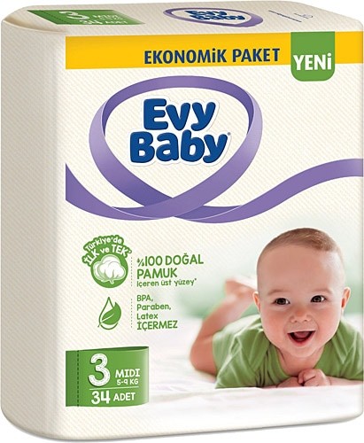 Evy Baby Çocuk Bezi İkiz Paket No:3 34 Lü*5