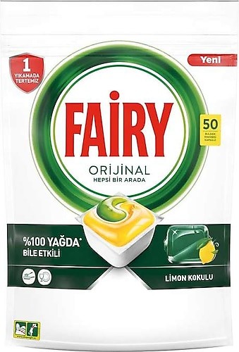 Fairy Hepsi Bir Arada Limon Bulaşık Makinesi Tableti 50'li