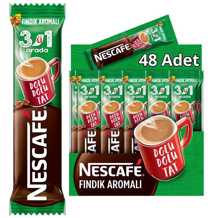 Nescafe Fındık Aromalı 3'ü 1 Arada Kahve 48x17 gr