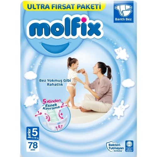 Molfix Çocuk Bezi Ultra Fırsat Paket No:5 78 Li