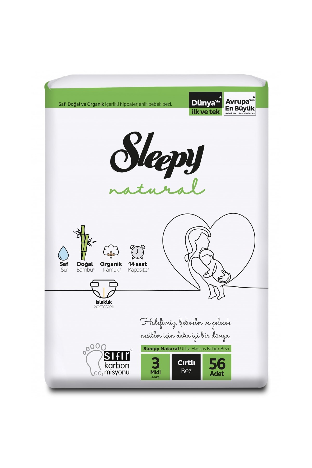 Sleepy Natural 3 Numara Midi 56'lı Külot Bez