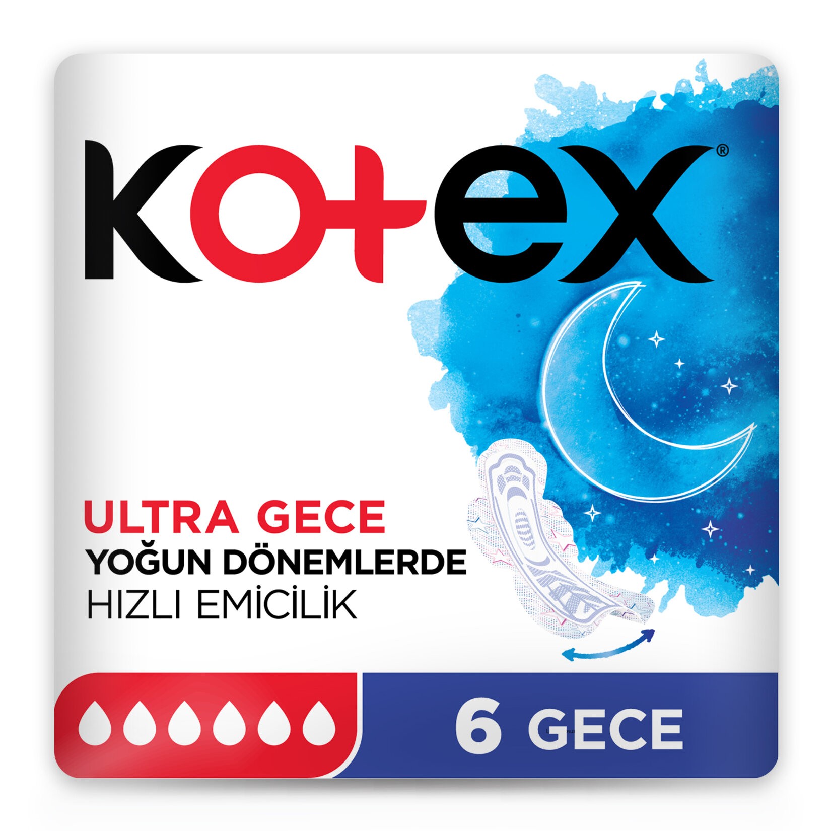 Kotex Ultra Gece Hijyenik Ped 6'lı