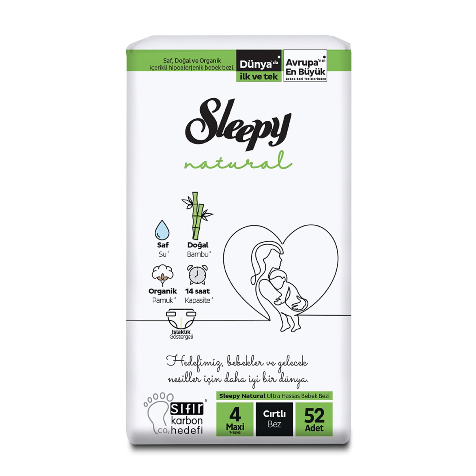 Sleepy Natural 4 Numara Maxi 52'li Bebek Bezi