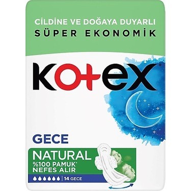 Kotex Natural Gece Hijyenik Ped 14'lü 4 Adet