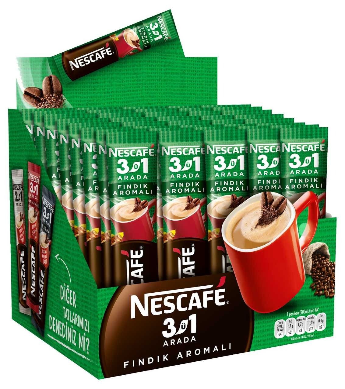 Nescafe Fındık Aromalı 3'ü 1 Arada Kahve 48x17 gr