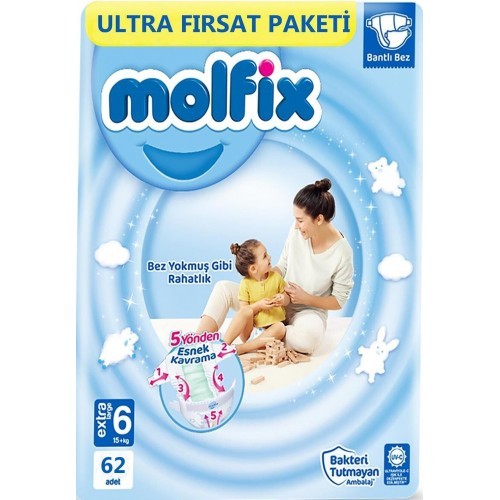 Molfix Çocuk Bezi Ultra Fırsat Paket No:6 62 Li