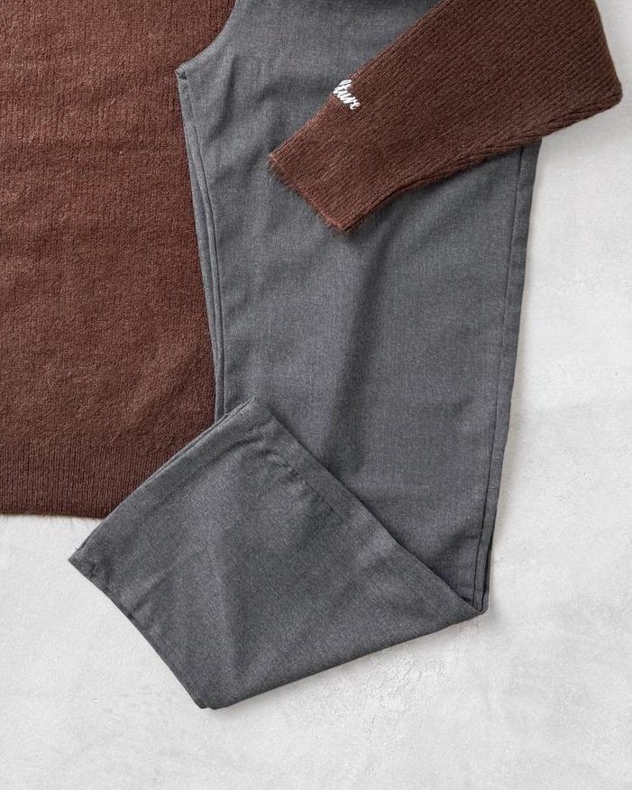 Dik Yaka Triko Kazak & Kumaş Pantolon G2085 - Kahverengi