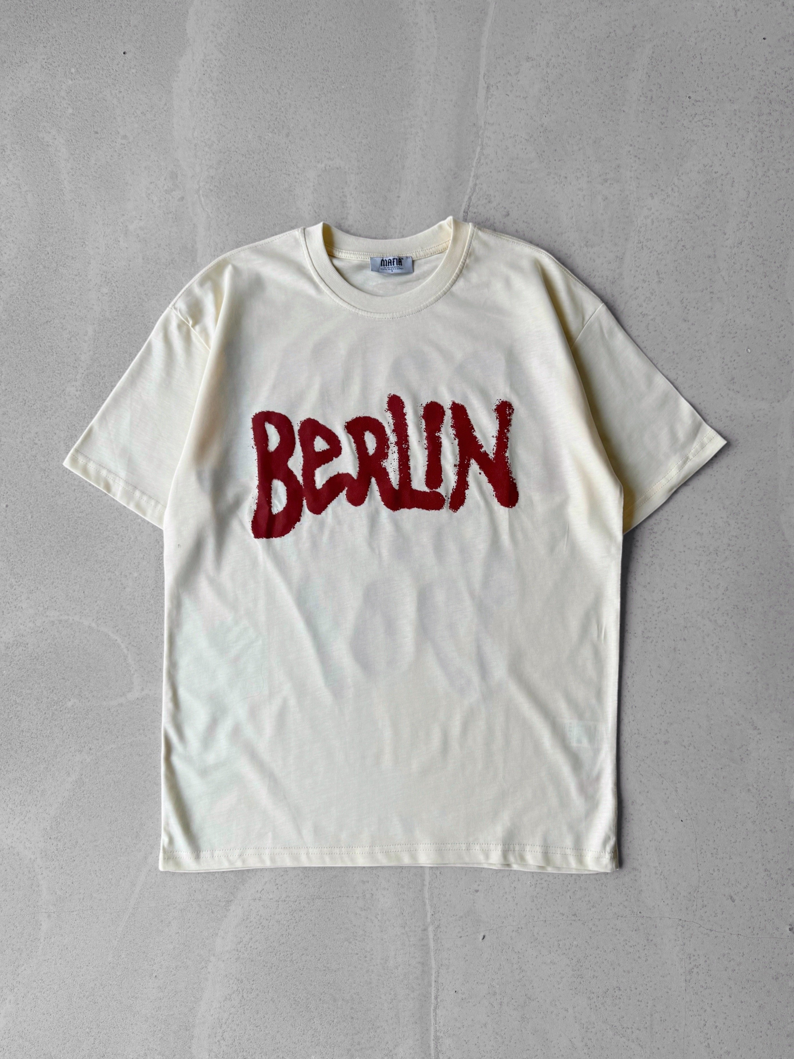 Berlin Baskılı Oversize Tişört - Bej