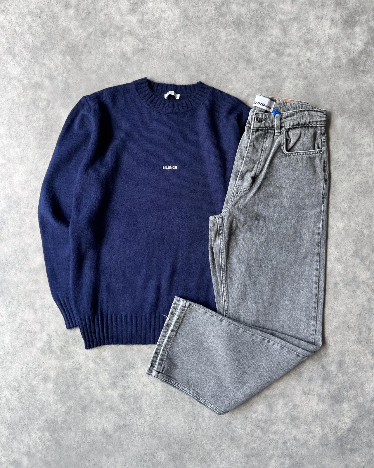 Poplin Kumaş Triko Sweat & Regular Kot Pantolon G2069 - Lacivert