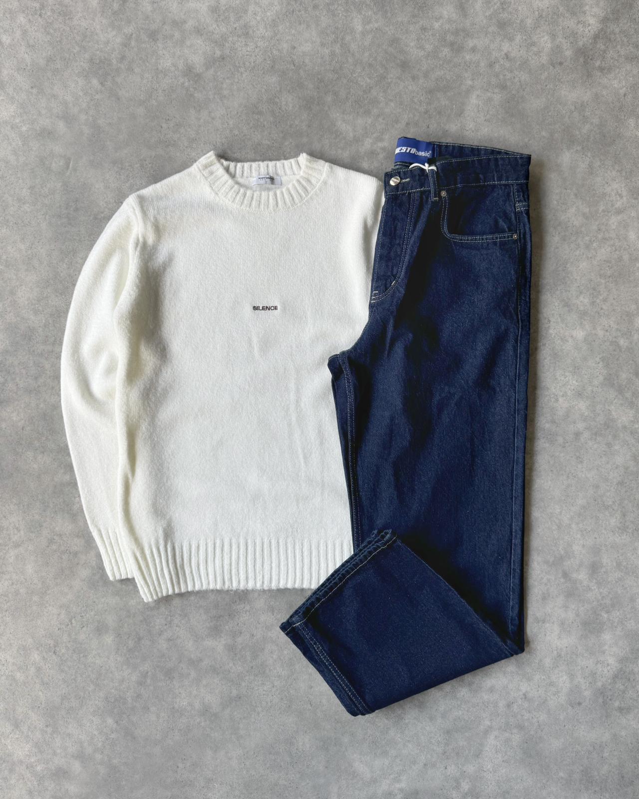 Poplin Kumaş Triko Sweat & Regular Kot Pantolon G2069 - Bej