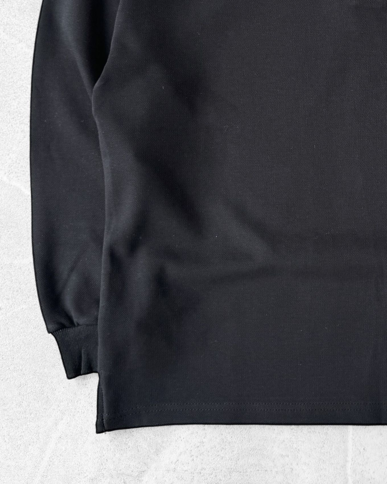 Oversize Polo Yaka Uzun Kollu Tişört G2016 - Siyah