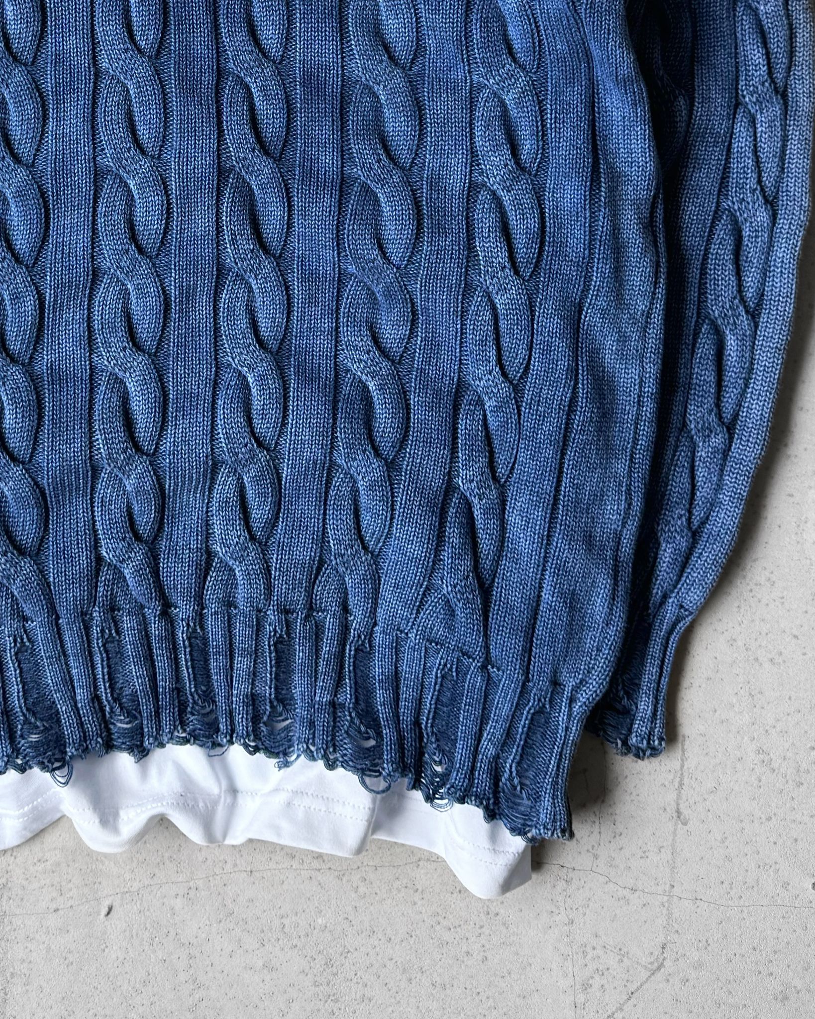 Yıkamalı Örgülü Triko Kazak G2083 - Lacivert